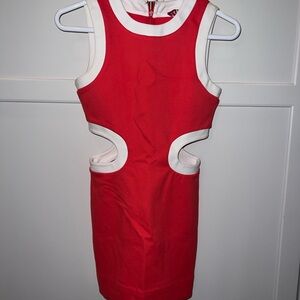 Staud Red(dark coral) and White Cutout Dress